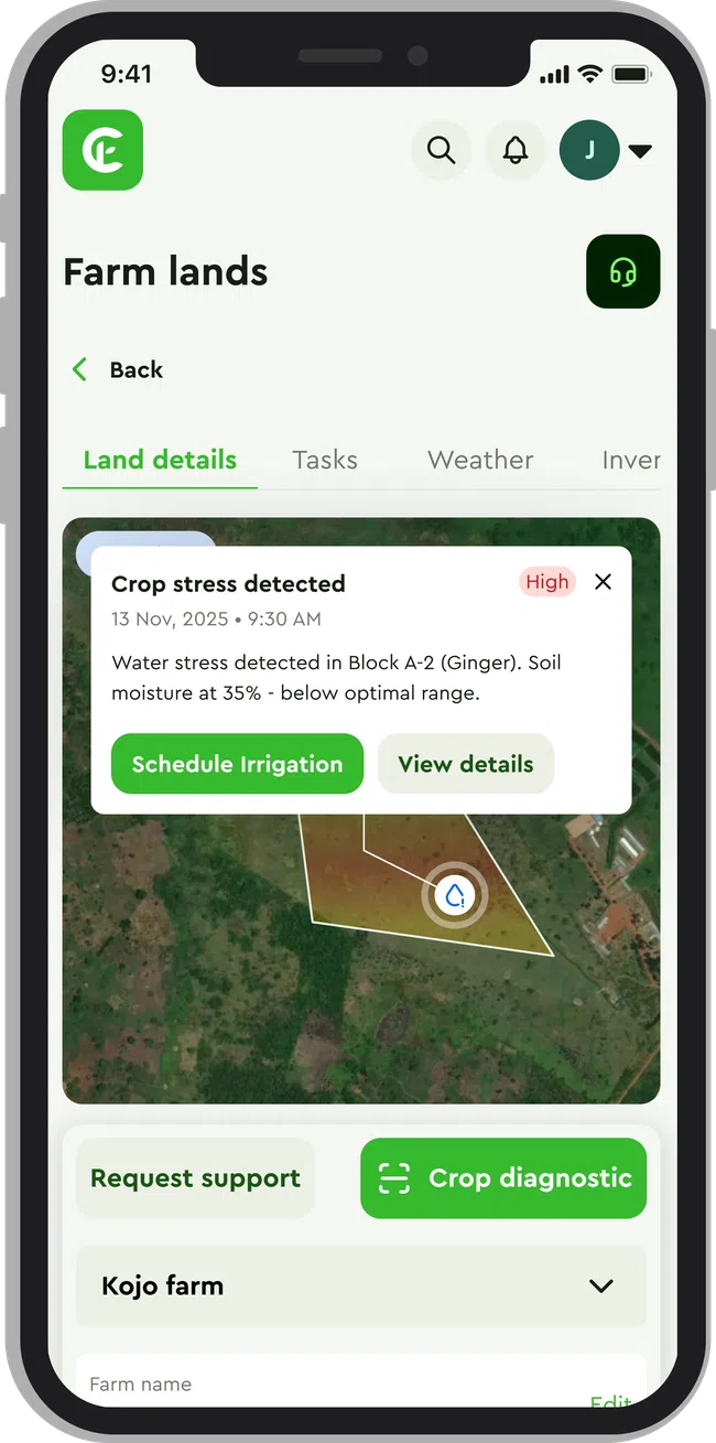 Complete Farmer field detail on mobile